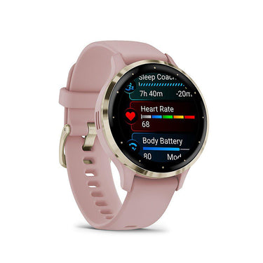 Garmin Venu 3S GPS Smartwatch Gold Steel Bezel w/ Dust Rose Case + Accessories Kit