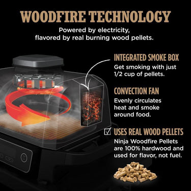 Ninja Woodfire Outdoor Grill and Smoker, Red -  Factory Refurbished