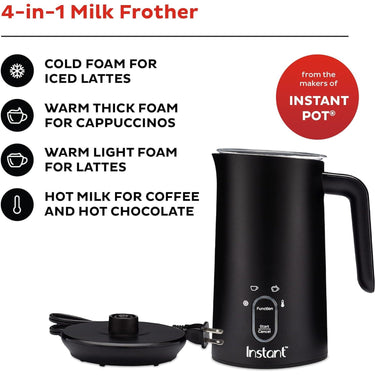 Instant Pot  Milk Frother, 4-in-1 Electric Milk Steamer - White