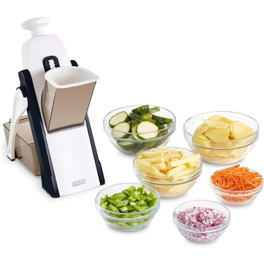 Dash Safe Slice Mandoline Slicer, Dicer, Black + Knife Set + Cutting Board Bundle