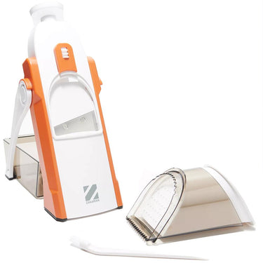 Dash Safe Slice Mandoline Slicer, Dicer, Orange + Knife Set + Cutting Board Bundle