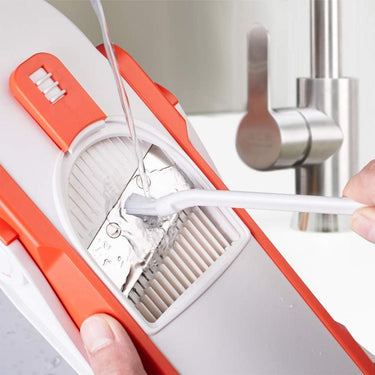 Dash Safe Slice Mandoline Slicer, Dicer, Orange + Knife Set + Cutting Board Bundle