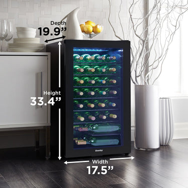 DANBY 36 Bottle Free-Standing Wine Cooler, Black- DWC036A2BDB6