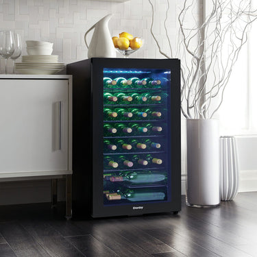 DANBY 36 Bottle Free-Standing Wine Cooler, Black- DWC036A2BDB6