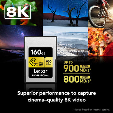 Lexar 160GB CFexpress Type A Pro Gold R900/W800 Memory Card + Card Reader