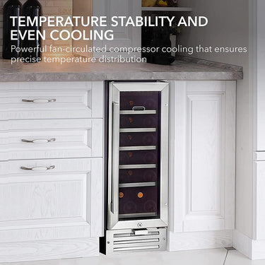 Whynter 18 Bottle Built-in Wine Refrigerator/Cooler Steel/Black Open Box