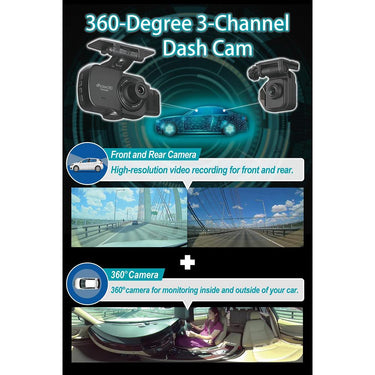 Razo d'Action 360D 3 Channel 360 Degree Dash Cam FHD with Built-in GPS Open Box