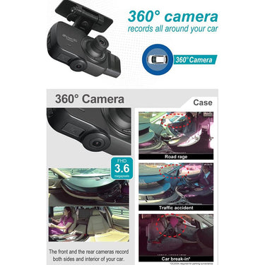 Razo d'Action 360D 3 Channel 360 Degree Dash Cam FHD with Built-in GPS Open Box