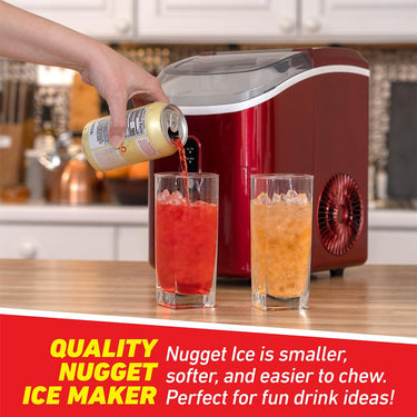 Deco Chef 33LB Nugget Ice Maker; Self-Cleaning; Red Stainless - Open Box