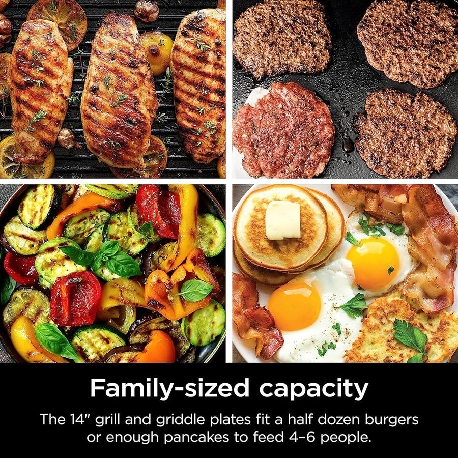 Ninja GR101 Sizzle Smokeless Indoor Grill & Griddle, Refurbished
