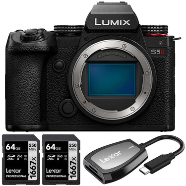 Panasonic Lumix S5II Full-Frame Mirrorless Camera Body + 2x 64GB Card & Reader Bundle