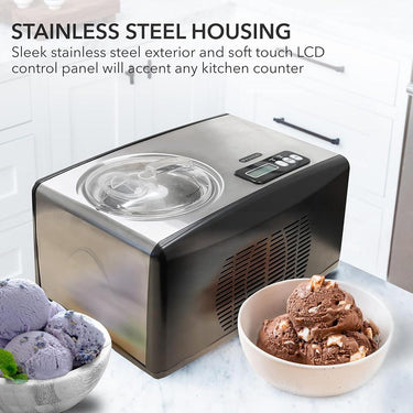 Whynter 1.6 Quart Automatic Compressor Ice Cream Maker, Stainless Steel Open Box