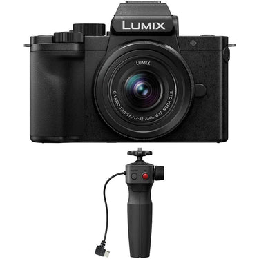 Panasonic LUMIX G100D 4K Mirrorless Camera w/ 12-32mm Lens +Tripod Grip + 64GB Dual Bundle