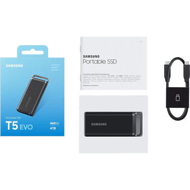 Samsung Portable SSD T5 EVO USB 3.2 4TB (Black): Fast, Durable & Extensive Compatibility