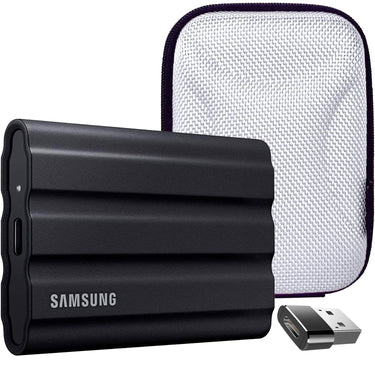 Samsung 2TB Portable SSD T7 Shield USB 3.2; Black; MU-PE2T0S/AM w/ Accessory Bundle