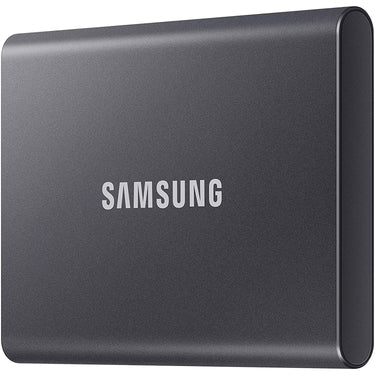 Samsung MU-PC1T0T/AM Portable SSD T7 USB 3.2 1TB, Gray + Converter Adapter + Case