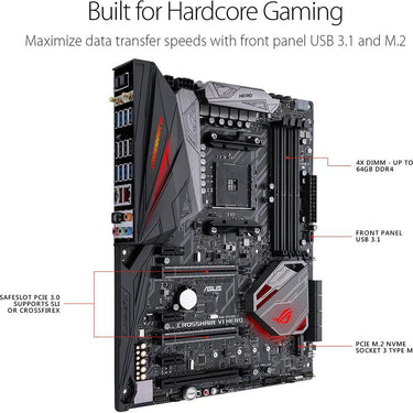 ASUS - MOTHERBOARDS AM4 DDR4 M.2 USB 3.1 ATX X370 ONBOARD 11AC WL AURA SYNC