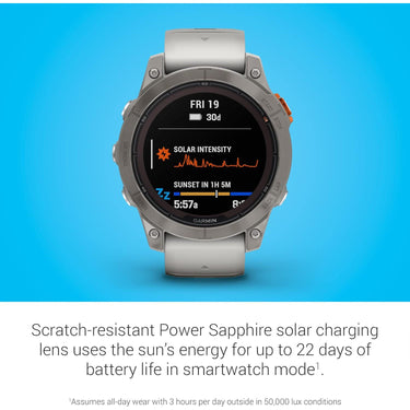 Garmin Fenix 7 Pro Solar, Sapphire, Titanium, Fog Gray/ember Orange