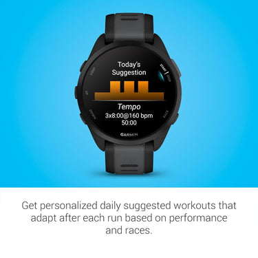 Garmin Forerunner 165 Smart Sport Watch, Black + Slate Gray