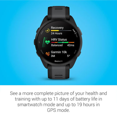 Garmin Forerunner 165 Smart Sport Watch, Black + Slate Gray