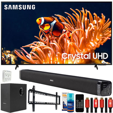 Samsung 65" DU8000 Crystal UHD LED 4K Smart TV (2024) with Deco Gear Home Theater Bundle