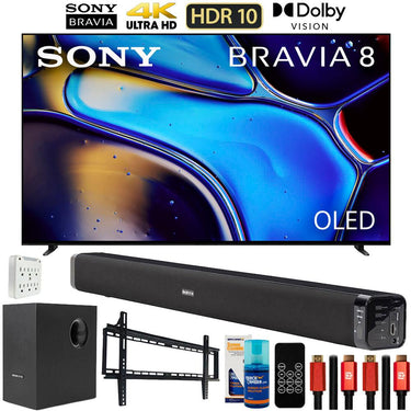Sony BRAVIA 8 55" 4K HDR Smart OLED TV (2024) with Deco Gear Home Theater Bundle