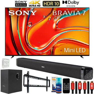 Sony BRAVIA 7 75" 4K HDR QLED Mini-LED TV (2024) with Deco Gear Home Theater Bundle