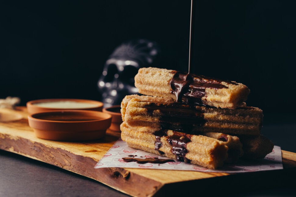 Salted Caramel Churros with Chocolate Sauce