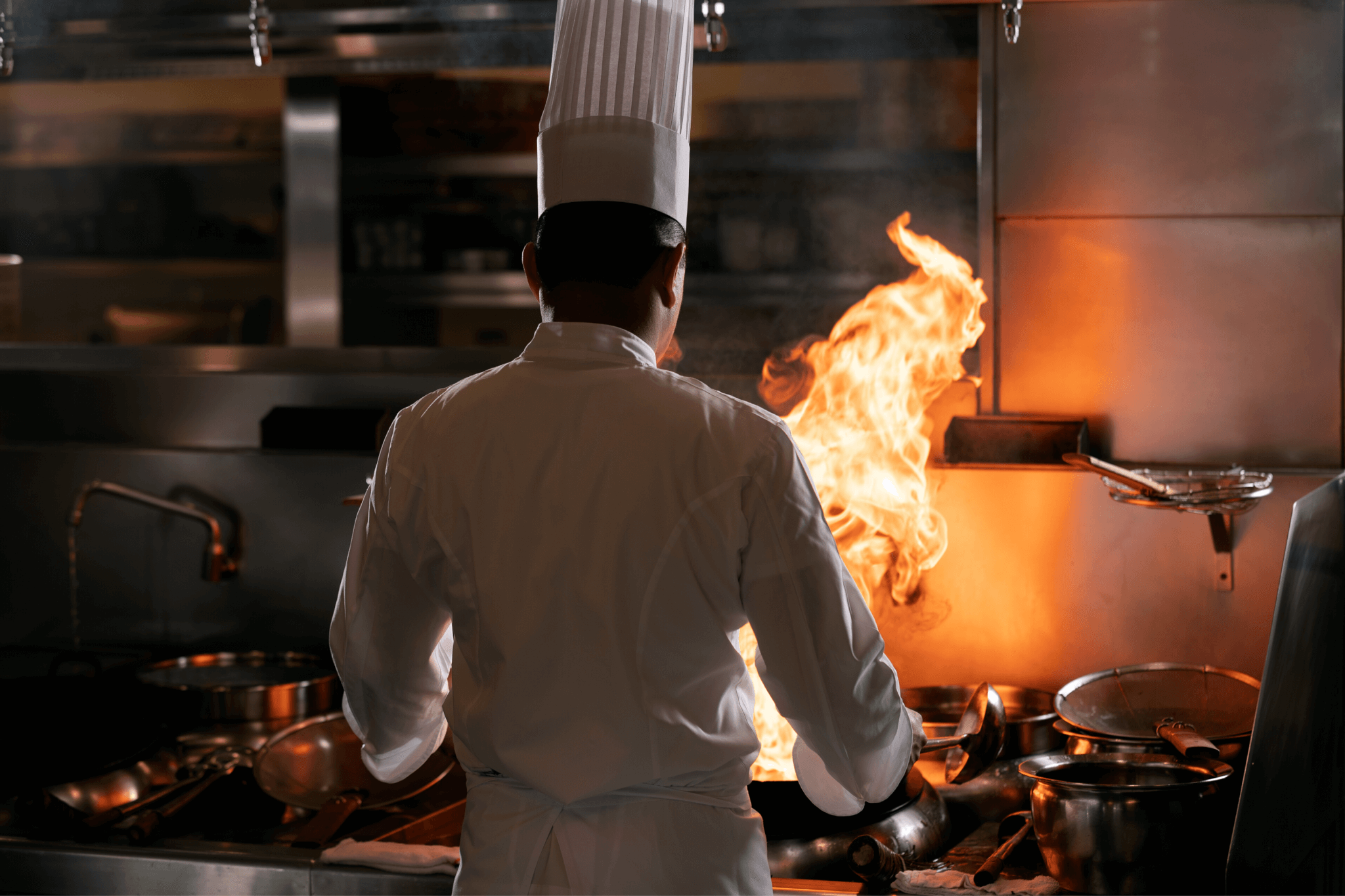 Chef cooking with Fire