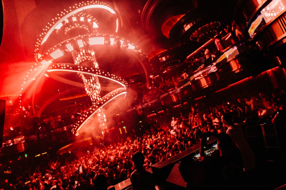 OMNIA Chandelier and crowd