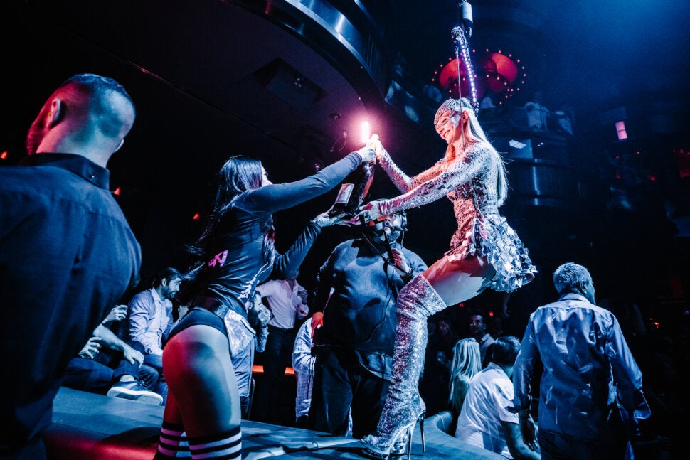 Bottle Presentation with Aerial Performer