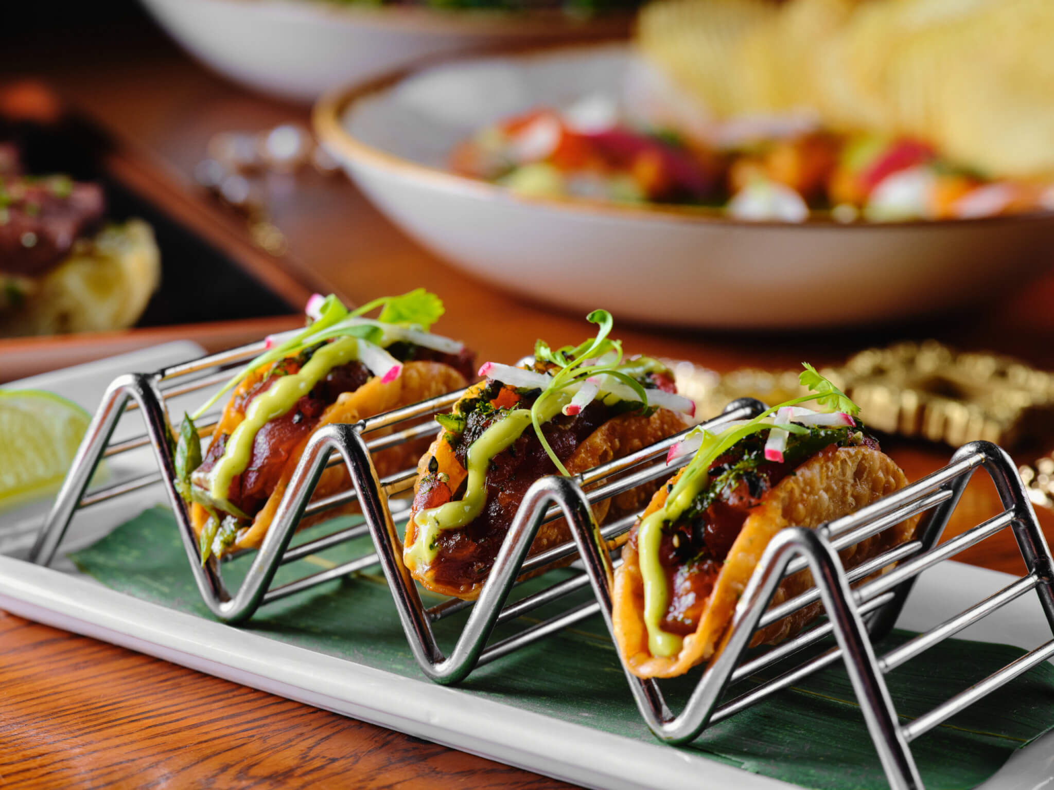 tuna poke wonton tacos