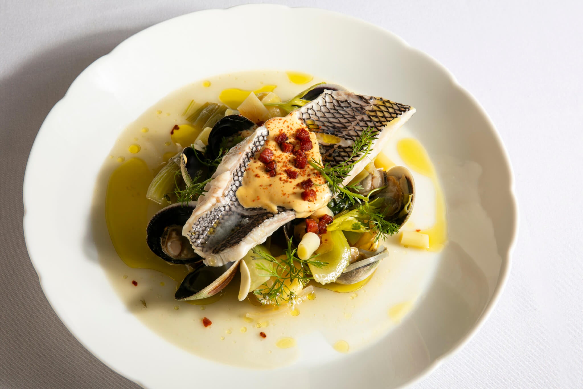 Fish with sauce and vegetables
