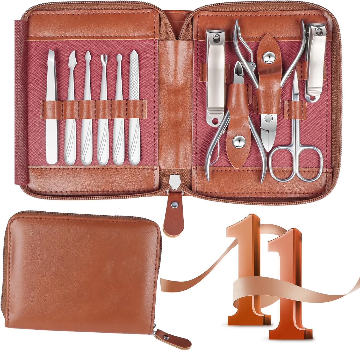 11-in-1 Stainless Steel Manicure Set for Men and Women Manicure Set 11 in 1 Stainless Steel Nail Clippers for Men,Manicure Kit for Women,Nail Grooming Kit,Nail Clipper Set,Personal Care Tools
