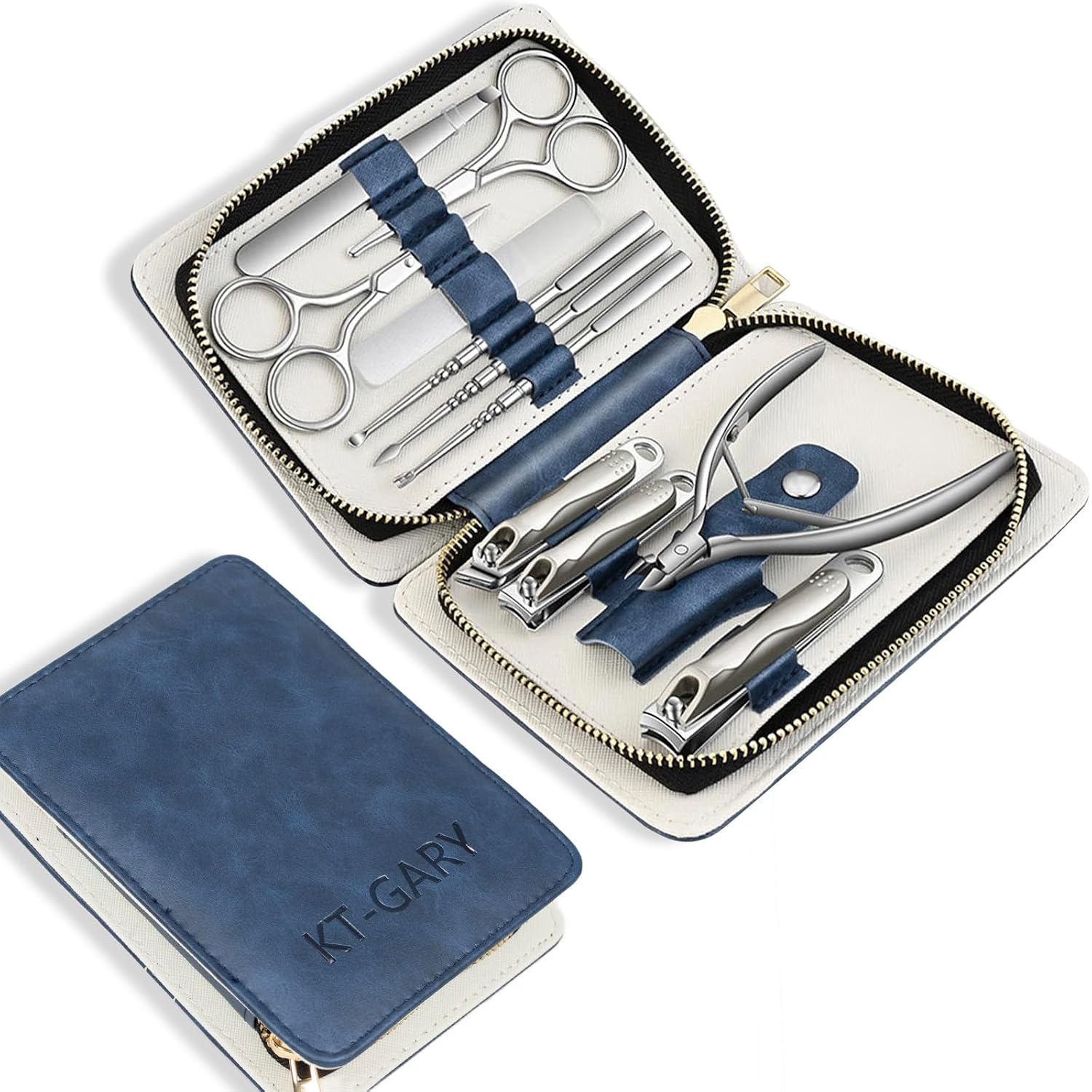 11-in-1 Stainless Steel Manicure Set with Travel Case Manicure Set,Professional Nail Care Manicure Pedicure Kit,11 in 1 Stainless Steel Nail Clipper Set Grooming Tool with Exquisite Leather Travel Case for Men&Women
