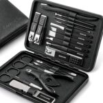 Manicure Set Professional Pedicure Kit Nail Clippers Kit - 18 pcs Nail Care Tools - Grooming Kit with Luxurious Upgraded Travel Case (Black)