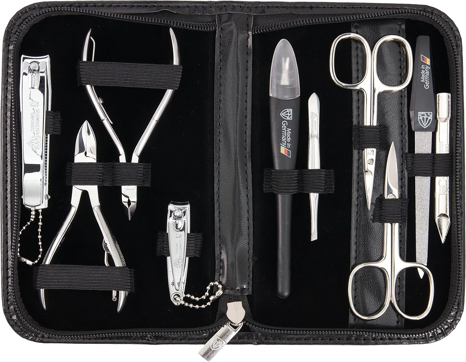 3 Swords 10-Piece Professional Nail Care Set in Gift Box 3 Swords Germany - brand quality 10 piece manicure pedicure grooming kit set for professional finger & toe nail care scissors clipper fashion leather case in gift box, Made by 3 Swords (00286)