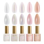 APRÉS Astral Gel Color Set of 5, Streak-Free Self-Leveling Nail Polish with Brush-X Nail Art Brush 15 ml, HEMA-Free TPO-Free (Pearlescent (Set 1))