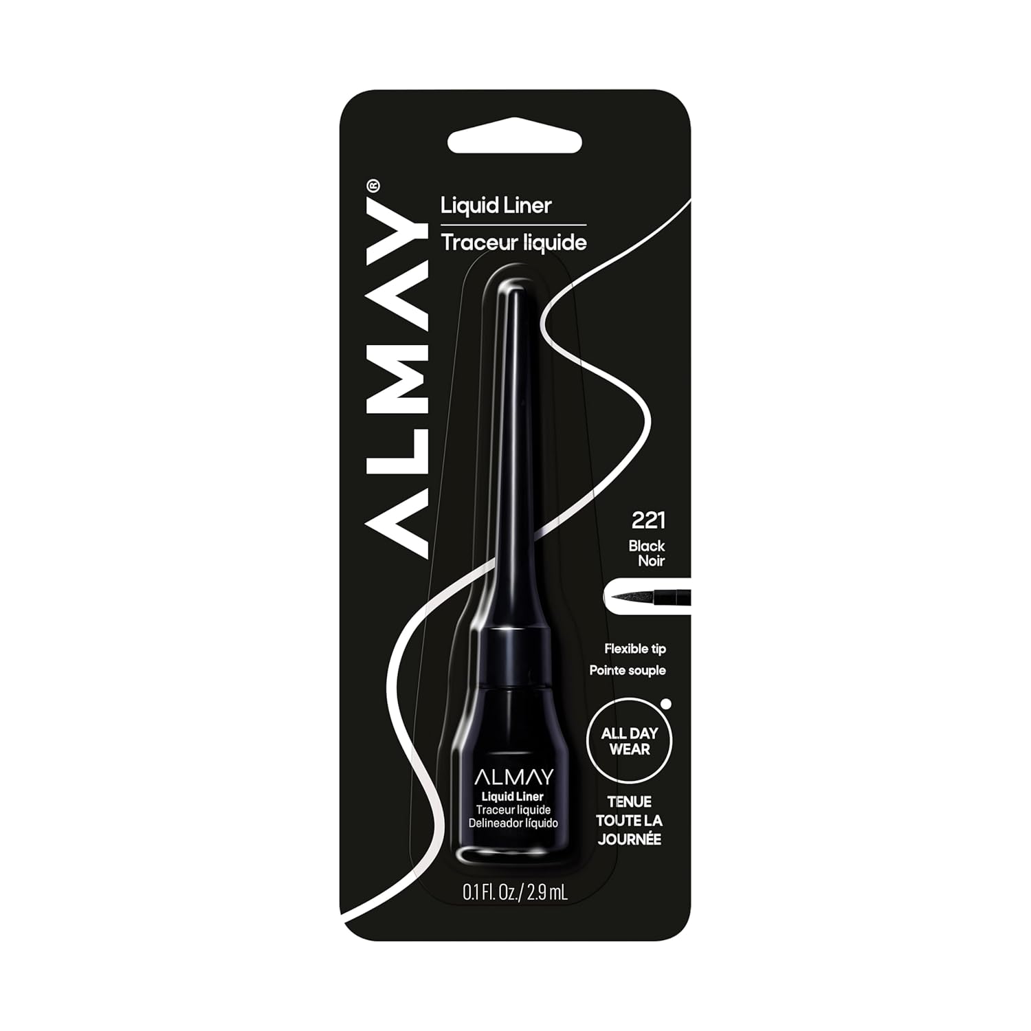 Almay Waterproof Liquid Eyeliner: Easy-Apply, Fade-Proof, 221 Black Almay Liquid Eyeliner, Waterproof, Fade-Proof Eye Makeup, Easy-to-Apply Liner Brush (Packaging May Vary), 221 Black