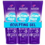 Aussie Instant Freeze Sculpting Hair Gel, Maximum Hold, No Flaking, Long-Lasting, with Jojoba Oil, Sea Kelp, Australian Aloe, Frizz Control, Citrus Floral Scent, 7 Fl Oz Triple Pack