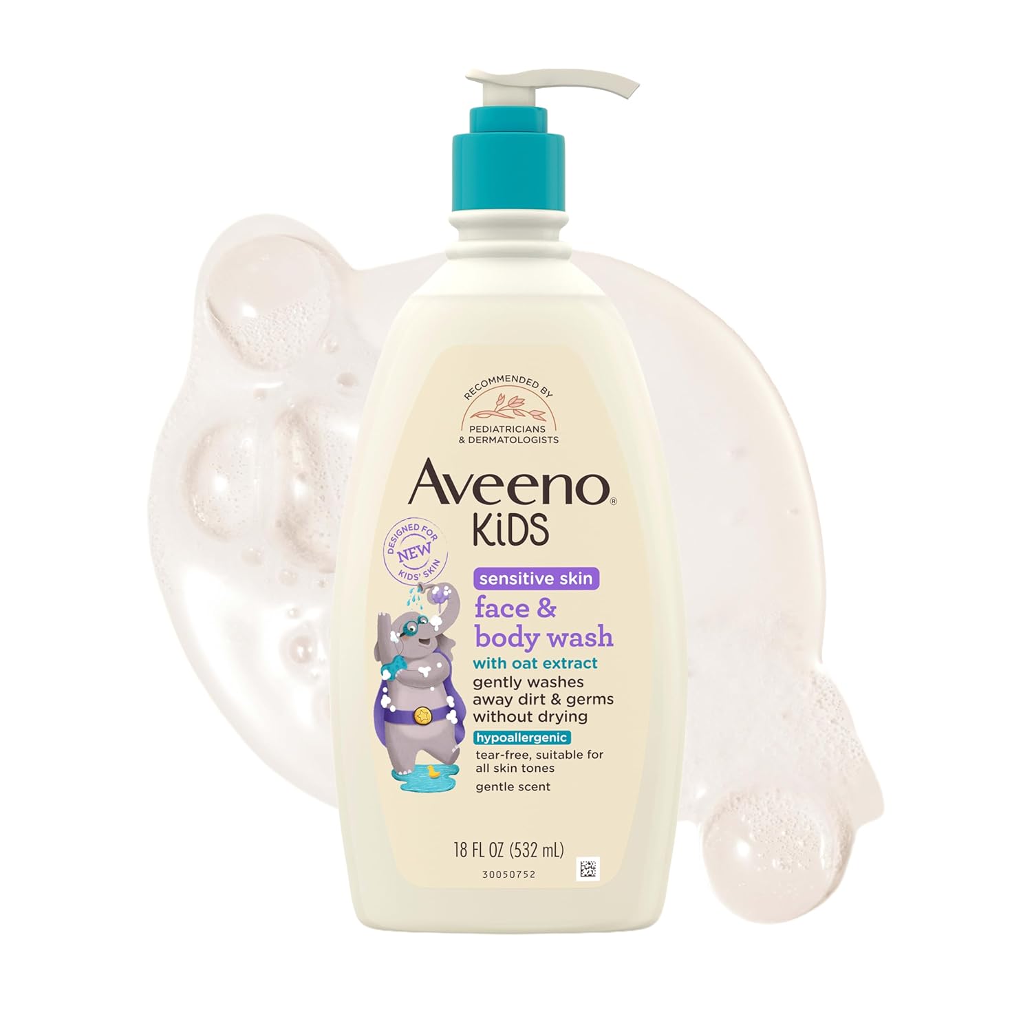 Aveeno Kids Sensitive Skin Wash: Tear-Free, Nourishing & Gentle. Aveeno Kids Sensitive Skin Face & Body Wash, Nourishing Oat Extract, Wash Away Dirt and Germs Without Drying, Kids Body Wash is Tear-Free, Hypoallergenic, Sulfate- & Dye-Free, 18 Fl Oz