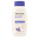 Aveeno Stress Relief Body Wash with Nourishing Oat & Lavender Scent for Sensitive Skin, Gently Cleanses & Helps You Feel Calm & Relaxed in the Shower, Soap-Free, 18 fl. oz