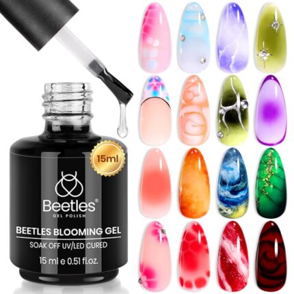 Beetles Blooming Gel, 15ml Clear UV LED Nail Art Gel Polish for Aura Nails, Marble, Natural Stone, Watercolor and Floral Print Spreading Effects, Soak Off DIY Manicure Design