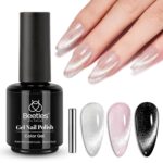 Beetles Star Cascade Silver Cat Eye Gel Nail Polish - 15ML Glitter Gel Polish with Magnet Soak Off UV Velvet Nail Polish Salon DIY Manicure Gift for Women