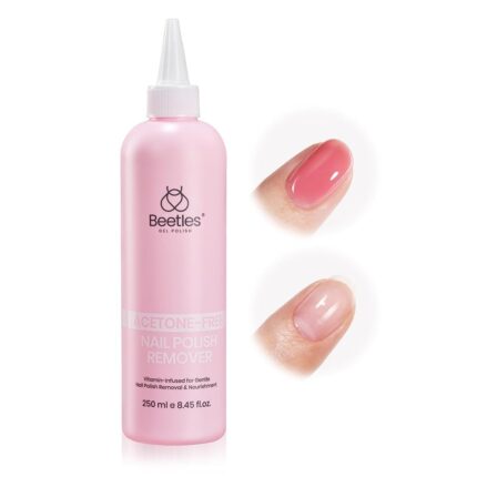 Beetles Nail Polish Remover - Non-Acetone, Fingernail Polish Remover for Natural Nails, Gentle & Natural Formula with Aloe Vera, Glycerin, Keratin with Controllable Bottle Mouth (8.45Fl Oz/250ML)