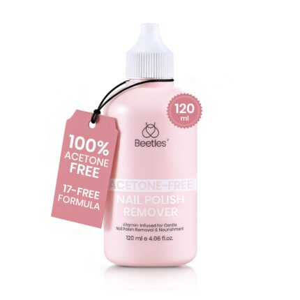 Beetles Nail Polish Remover - Non-Acetone, Fingernail Polish Remover for Natural Nails, Gentle & Natural Formula with Aloe Vera, Glycerin, Keratin with Controllable Bottle Mouth (4.06Fl Oz/120ML)