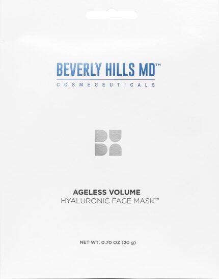 Beverly Hills MD Ageless Volume Hyaluronic Face Mask- Reduce Appearance of Wrinkles, Anti Aging Formula for Plump, Moisturized Skin- 8 Pack- Hydrating & Firming Gentle Sheet Mask