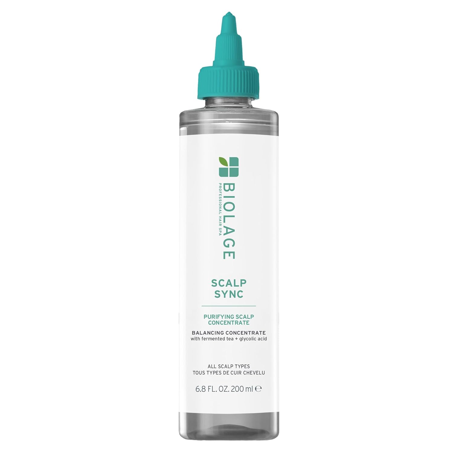 Biolage Scalp Sync: Exfoliating Treatment for All Scalp Types. Biolage Scalp Sync Purifying Concentrate - For All Scalp Types, Exfoliating & Clarifying Treatment, Removes Buildup, Refreshing & Reinvigorating, Fermented Tea Blend & Glycolic Acid