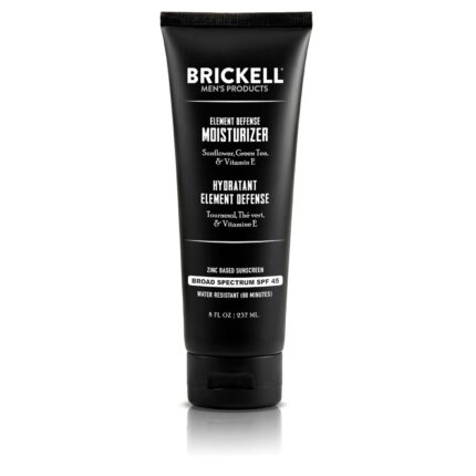 Brickell Men's Element Defense SPF45 Moisturizer for Men, Mineral Sunscreen, Hydrates and Protects Skin Against UVA/UVB Rays, With Zinc, Vitamin E, and Green Tea, 8 Ounce, Unscented