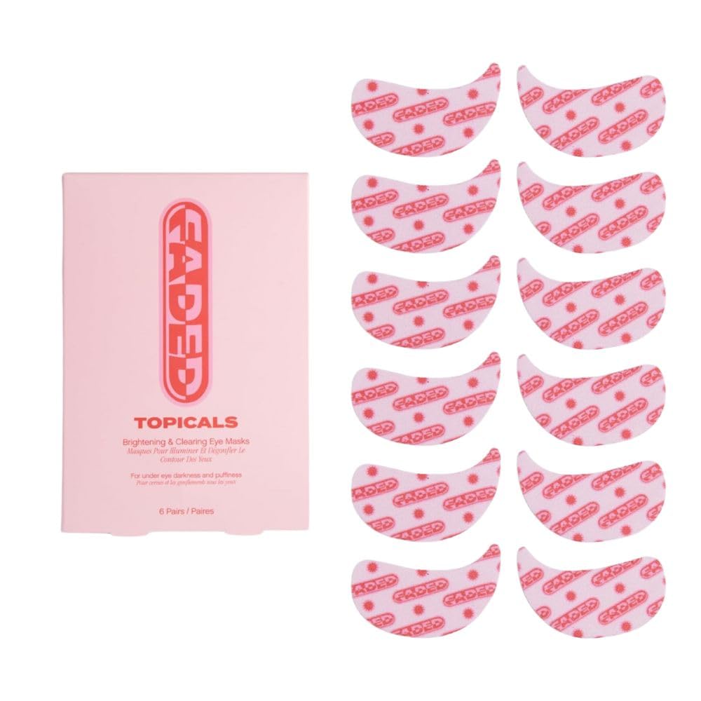 Brightening Under Eye Masks: Reduce Dark Circles & Fine Lines Topicals Faded Brightening Under Eye Masks | Patches to Depuff, Hydrate, Brighten and Cool | Reduce Dark Circles and Fine Lines | Contains Kojic Acid, Caffeine and Niacinamide (Set of 6)
